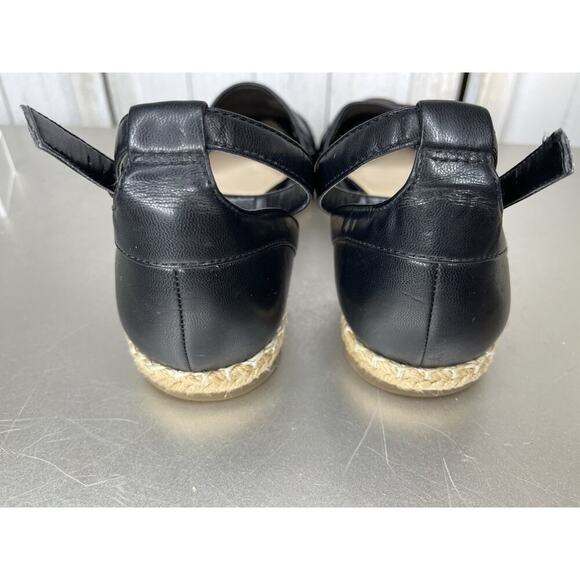 NINE WEST Ubetchao Black Faux Leather Ankle Strap Espadrille Flats Women’s 8 - Picture 4 of 5